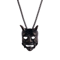 Retro-Punk-Halskette aus Titanstahl mit detailliertem japanischem Hannya-Masken-Anhänger - Schwarzer Anhänger + Schwarze Kette