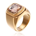 Herrenring aus Gold Titanstahl mit quadratischem, champagnerfarbenem Edelsteinbesatz - Gold Champagner Edelstein