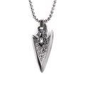 Retro stainless steel arrow pendant necklace with vintage relief texture on box chain - Pendant Only (Without Chain) / Steel