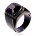 Herrenring aus Titan mit schwarzer Beschichtung und großem violettem Edelstein - Schwarz Violetter Edelstein