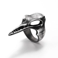 Vintage gothic bird skull ring in retro silver stainless steel with antique finish - US 7 / Antique Silver