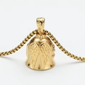 Golden bell pendant with eagle wings and square chain on a white background - Pendant Only (No Chain) / Gold