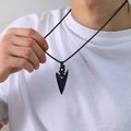 Vintage black stainless steel arrow pendant necklace for men featuring a matte textured finish - Pendant Only (Without Chain) / Black