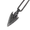 Macro shot of vintage sword arrow pendant in oxidized stainless steel with worn texture - Pendant Only (Without Chain) / Antique Silver