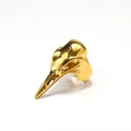 Polished gold bird skull ring featuring a gothic raven head design in stainless steel - US 7 / Gold