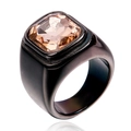 Herrenring aus Titan mit schwarzer Beschichtung und großem Champagner-Edelstein - Schwarz Champagner Zirkonia