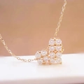 Lujoso collar de oro rosa con colgante de corazón y cristallos de circonita brillantes - Dorado - Corazón Trébol Dos Vías