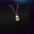 Collana orsetto oro rosa con pietra danzante e ciondolo con zirconi incastonati - Oro Rosa - Orso Dinamico (Catena a O)