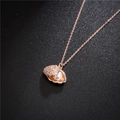 Rose gold shell necklace with micro-paved zircons and a round white pearl on a chain - Standard O-chain / Rose Gold