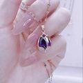 Elegant rose gold tulip necklace featuring a large deep purple crystal flower pendant - Rose Gold - Purple Tulip / Purple