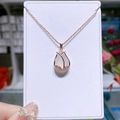 Rose gold tulip flower necklace with white opal pendant and sparkling crystal accents - White Tulip (O-Chain) / Rose Gold