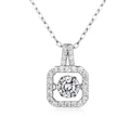 Elegant silver square halo pendant necklace with dancing round cubic zirconia stones - Silver Small Moving Pendant (O-Chain)