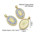 Ovale Maria-hanger van 18k verguld koper met blauw parelmoer en glanzende kristallen - Blauwe Schelpinleg Stijl (Stijl A)
