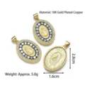 Religieuze 18k vergulde koperen ovalen Maria hanger met kleurrijke schelp inleg - Lichtblauwe Schelpinleg Stijl (Stijl B)
