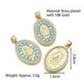 18K vergulde koperen Maria hanger met blauw mozaïek en schitterende zirkonia stenen - Paarse Schelpinleg Stijl (Stijl C)