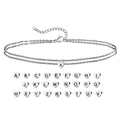Double-layer silver chain bracelet with heart-shaped A-Z alphabet initial pendants - Silver-Letter A
