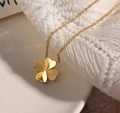 Elegant gold four-leaf clover necklace with dual-texture sunburst petals on a fine chain - Gold - Clover Bracelet