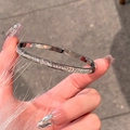 Silver stainless steel bangle bracelet with full row of sparkling square zircons - Starry Sky Bangle / Silver