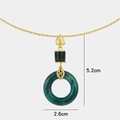 Collar retro con colgante de jade verde oscuro y detalle de corazón de cristal dorado - Cadena en O / Dorado - Verde Degradado Hebilla Ping'an (Cadena en O)