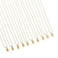 Conjunto de collares de acero inoxidable dorado con colgantes cuadrados numerados 0-9 - Número 0 / Dorado