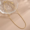 Elegante collana in acciaio inossidabile placcato oro 18 carati a maglia ovale da donna - Oro