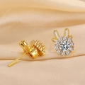 Elegant gold rotatable dragon zodiac stud earrings with sparkling cubic zirconia stones - White Rotating Rabbit Earrings
