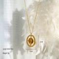 Vintage gold necklace with tiger eye stone pendant and adjustable 40+5cm chain - Hollow Cross Style / Gold