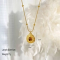 Vintage style gold ball chain necklace with tiger eye stone and hammered pendant - Irregular Round Hammered Style / Gold