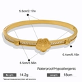 Gouden madeliefje armband met diamanten, 5,5 cm binnendiameter en 18 cm omtrek lengte - Goud Laser Bloem Zirconia Armring