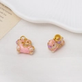 Detail of 3D rocking horse pendants in pink enamel and gold finish for DIY jewelry making - Pink Saddle Horse Style (02#17*15mm)
