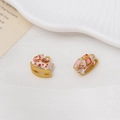 Detail of rocking horse pendants with gold finish and colorful enamel for DIY jewelry - White and Pink Rocking Horse Style (03#13*12mm)
