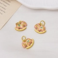 Detailed view of pink enamel rocking horse charms with golden plating for DIY jewelry making - Single Piece / Pink