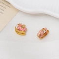 Close-up of pink enamel gold rocking horse charms for DIY jewelry making - Pink Rocking Horse Style (04#13*12mm)