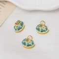 Macro detail of three enamel rocking horse charms with gold plating for DIY jewelry making - Single Piece / Blue