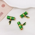 Bamboo joint pendants with green enamel and gold finish for Chinese style jewelry DIY - Emerald Green Enamel Bamboo (07#18*19mm)