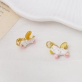 Detail of white enamel pegasus charms with gold wings for DIY jewelry making and crafts - White Pegasus with Gold Wings Style (06#14*13mm)