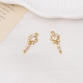 Detail of gold-plated angel wand pendants with heart-shaped zircon and wing accents - 01# White