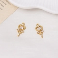 Close-up of heart magic wand pendant in gold with sparkling zircon for DIY jewelry - White (01#)