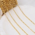 Dettaglio della catena a graffetta placcata oro su rotolo per creazione di gioielli fai-da-te - 1m / Oro 18K