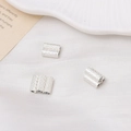 Detailed silver magnetic tube bead with diamond texture for pearl bracelet assembly - 4*10mm / Silver