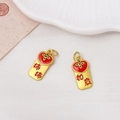 Detail von Persimonen-Anhänger mit Emaille und Glückssymbolen für DIY-Schmuck - Kaki Glück Stil (06#9*18mm)