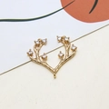 Macro detail of gold plated antler pendant with micro-pave cubic zirconia accents - Antler Branch Style (03#)