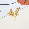 Close-up of golden flower branch jewelry pendant with zircon inlays and dual hanging loops - Flowering Branch Style (04#)