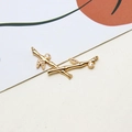Close-up of golden bamboo shaped jewelry pendant with micro-pave cubic zirconia stones - Bamboo Joint Style (05#)