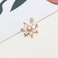 Macro view of flower pendant with zircon petals and gold base for DIY jewelry making - Style 07 (14x16mm)