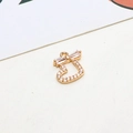 Detail of gold-plated hollow heart pendant with micro-set zircons and a bow knot - Bow Heart Style (03#)