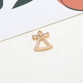 Golden bell pendant with zirconia stones and bow detail for DIY jewelry making - Bow Bell Style (04#)