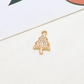 Detailed view of a gold Christmas tree pendant with micro-paved cubic zirconia stones - Christmas Tree Shape (05#)