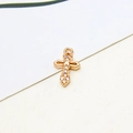 Macro view of gold plated cross pendant with shimmering white zircon inlay for DIY jewelry - Cross Shape (07#)