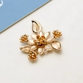 Macro shot of gold-plated metal flower pendant with detailed petals and leaves - Flower Combo Style (03#)
